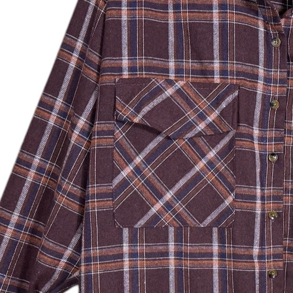 L.I.F.E. Lightweight oversized FALL🍁Flannel Button Down Women's Size Large NWT - Picture 6 of 9